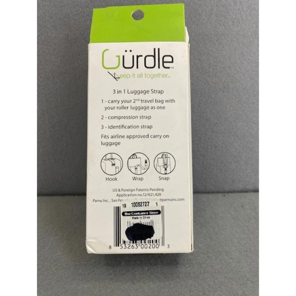 Gurdle 3 in 1 Luggage Strap Lime Green Compression Identification Bag‎ Connector